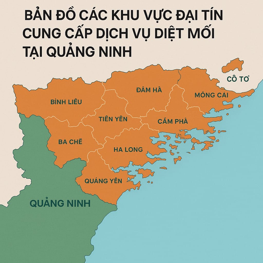 Bản đồ các khu vực Đại Tín cung cấp dịch vụ diệt mối tại Quảng Ninh
